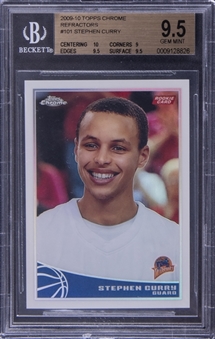 2009-10 Topps Chrome Refractor #101 Stephen Curry Rookie Card (#016/500) - BGS GEM MINT 9.5